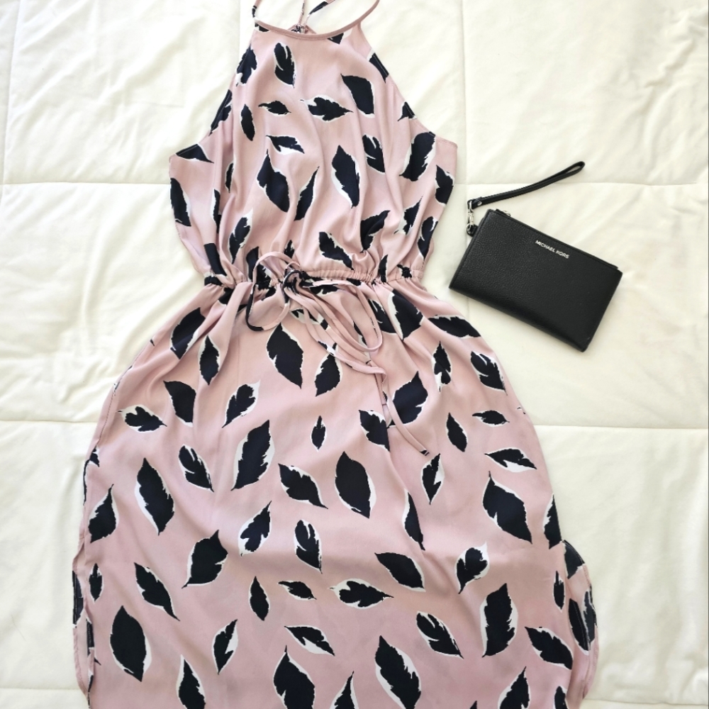Silky blush pink halter slid dress